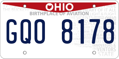 OH license plate GQO8178