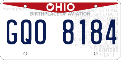 OH license plate GQO8184