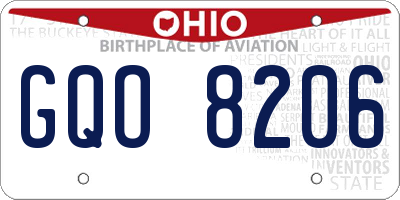 OH license plate GQO8206