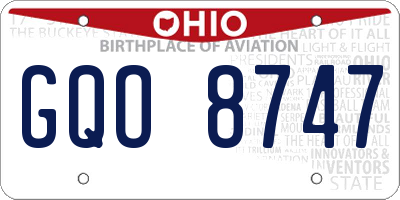 OH license plate GQO8747