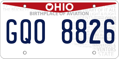 OH license plate GQO8826