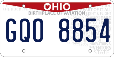 OH license plate GQO8854