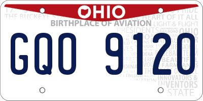 OH license plate GQO9120