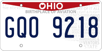 OH license plate GQO9218