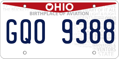 OH license plate GQO9388