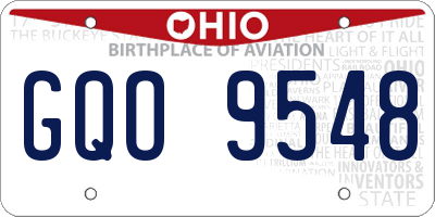 OH license plate GQO9548