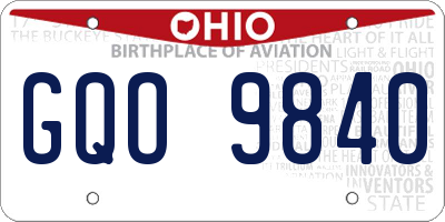 OH license plate GQO9840