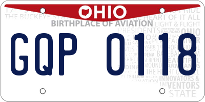 OH license plate GQP0118