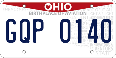 OH license plate GQP0140