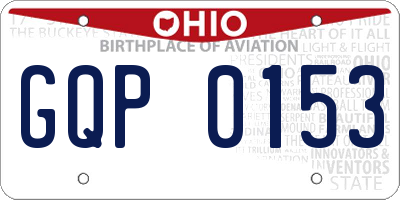 OH license plate GQP0153