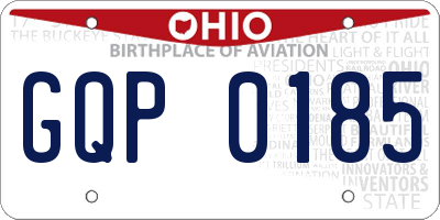 OH license plate GQP0185