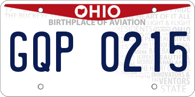 OH license plate GQP0215