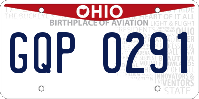 OH license plate GQP0291