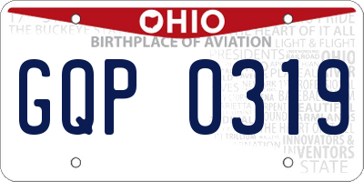 OH license plate GQP0319