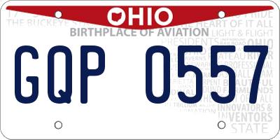 OH license plate GQP0557