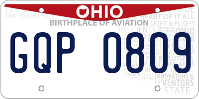 OH license plate GQP0809