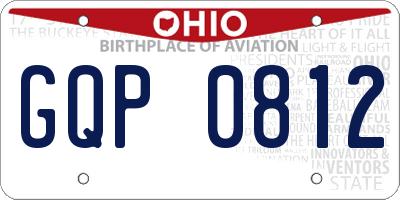 OH license plate GQP0812