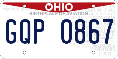 OH license plate GQP0867