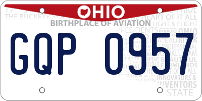 OH license plate GQP0957