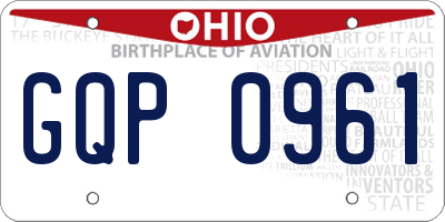 OH license plate GQP0961