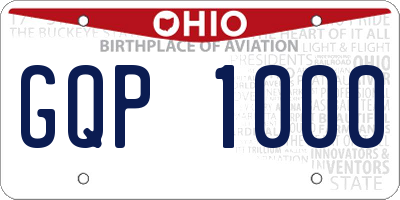 OH license plate GQP1000