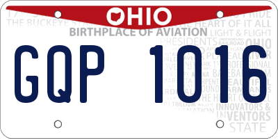OH license plate GQP1016