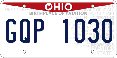 OH license plate GQP1030