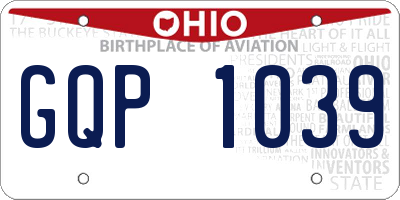 OH license plate GQP1039
