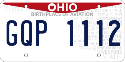 OH license plate GQP1112