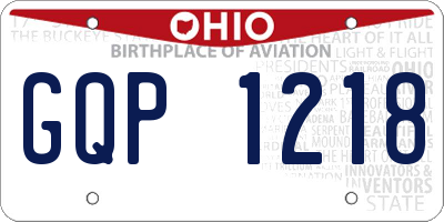 OH license plate GQP1218