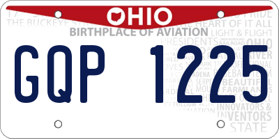 OH license plate GQP1225