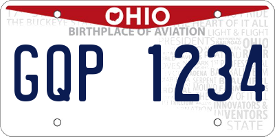 OH license plate GQP1234