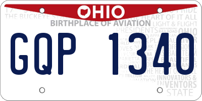 OH license plate GQP1340