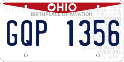 OH license plate GQP1356