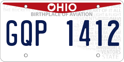 OH license plate GQP1412