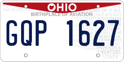 OH license plate GQP1627