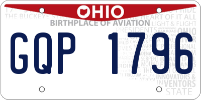 OH license plate GQP1796