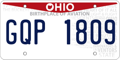 OH license plate GQP1809