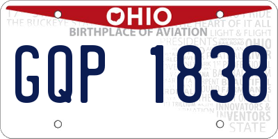 OH license plate GQP1838