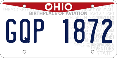 OH license plate GQP1872