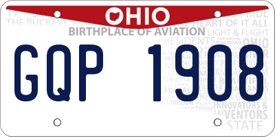OH license plate GQP1908
