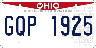 OH license plate GQP1925