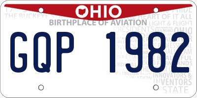 OH license plate GQP1982