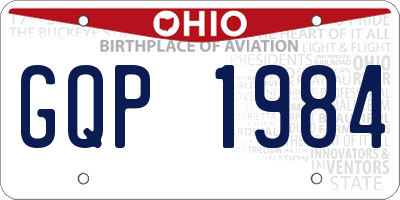 OH license plate GQP1984
