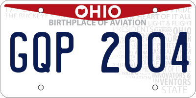 OH license plate GQP2004