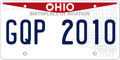 OH license plate GQP2010