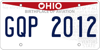 OH license plate GQP2012