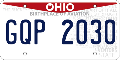 OH license plate GQP2030