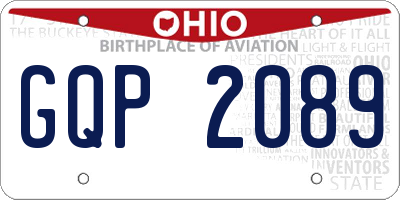 OH license plate GQP2089