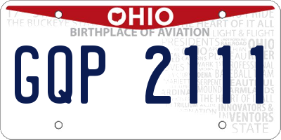 OH license plate GQP2111